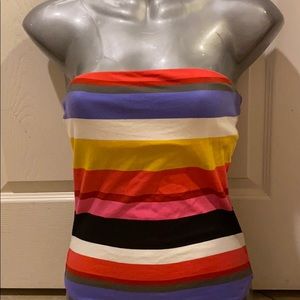 Express tube top body suit rainbow stripes